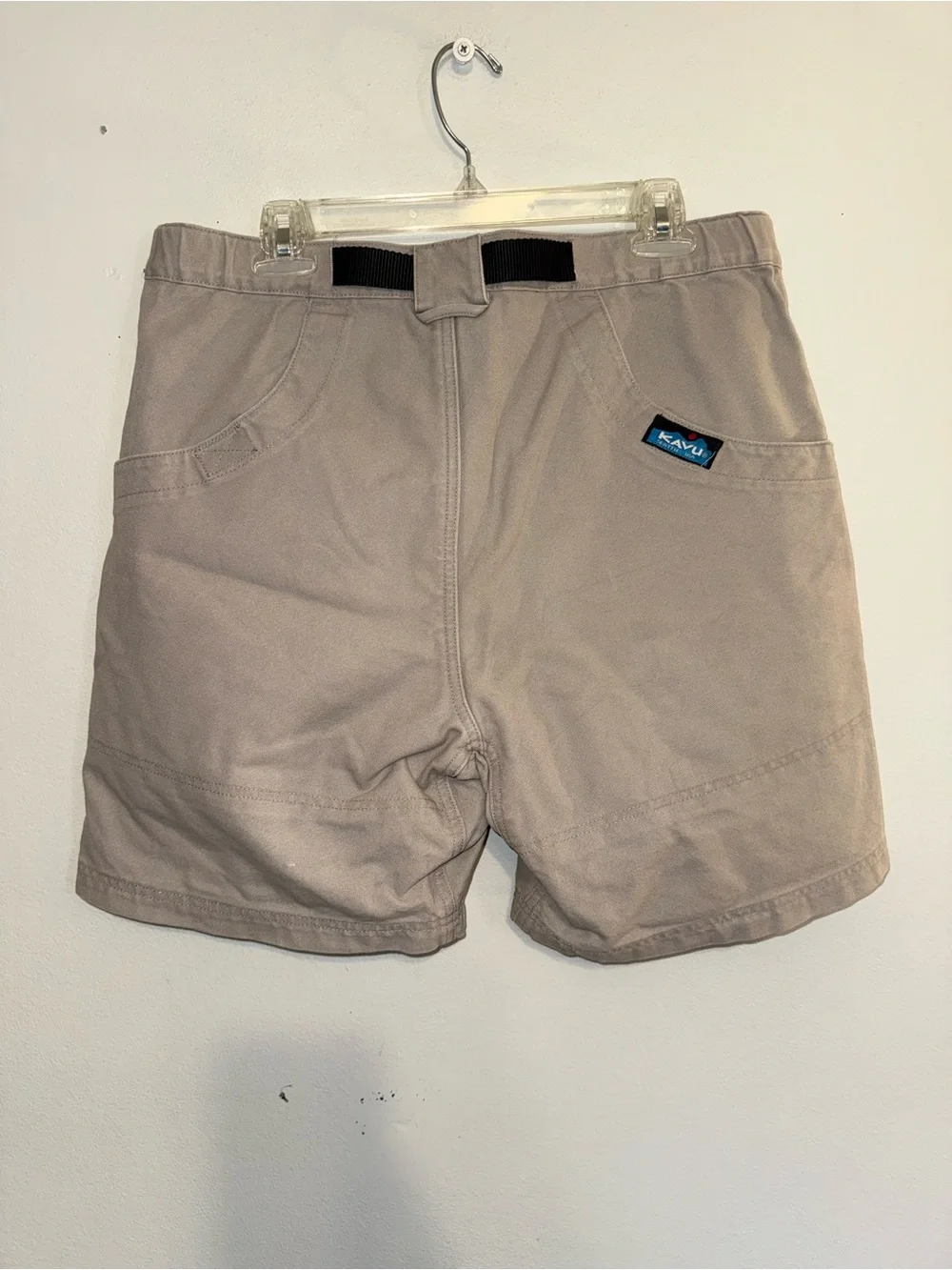 Kavu Chili Lite Belted Cotton Shorts Hiking Outdoors Climbing Beige Tan Mens L